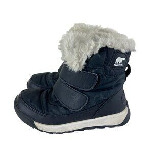SOREL Little Boy Girl Sz 11 Black Winter Snow Boot Insulated Waterproof Faux Fur